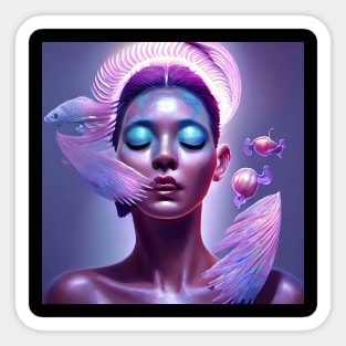 SURREAL BEUTIFUL GIRL jellyfish Sticker